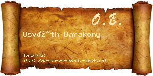 Osváth Barakony névjegykártya
